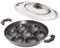 Satre Online and Marketing Kleine Appam-Pfanne mit 7 Mulden, antihaftbeschichtet, Aluminium, schwerer Induktionsboden, mit Stahldeckel, Schwarz, Silber, Rot