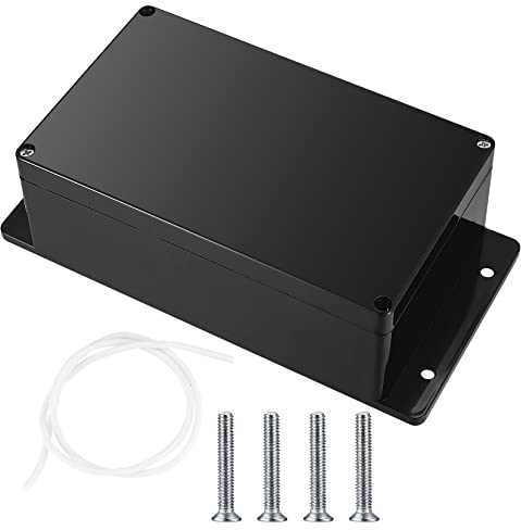 Electronic Connection Box, Waterproof IP65 Junction Box, Surface-Mounted Distribution Box, Mounting Case, Electronic Project Enclosure, Plastic Housing (black with fixed ears, 200x120x75mm)
