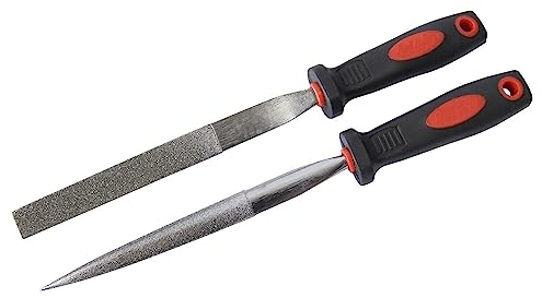 Orbitron 2pcs Diamond File Set Half Round & Taper Flat Stone Glass Metal Tiles Soft Grip