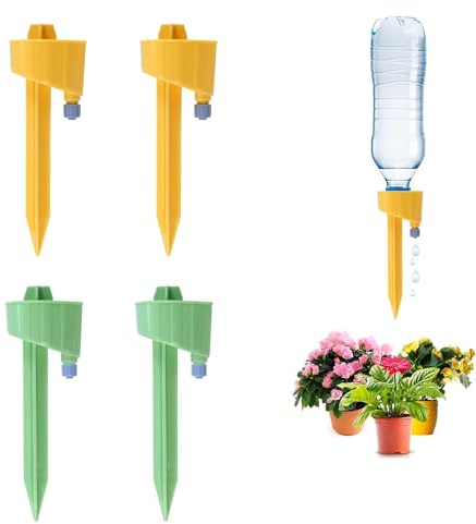 Automatisch Bewässerung Set, 4 Stück Selbstbewässernde Spikes, Einstellbar Bewässerungssystem, Automatische Bewässerungssystem für Pflanzen, für Drinnen und Draußen Topfpflanzen Blumen