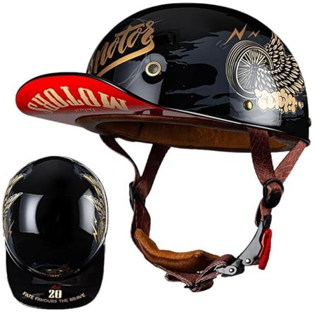 NIKSHI Motorrad Halbschalen Halbhelm Halbschalenhelm Baseballmütze-Helm Baseball Cap Brain-Cap Motorradhelm Mit ECE Cruiser Chopper Scooter Helm Für Bike Cruiser Chopper Moped Scooter,C-XL =（61〜62CM）