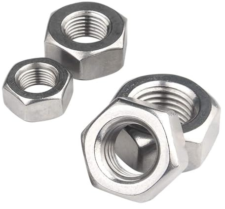 QIRUIRED 20Pcs M5 Hexagon Head Lock Nuts 304 Stainless Steel Metric Thread Hex Lock Nut Hardware Fasteners Tools 5mm Silver