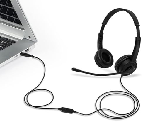 Cuffie cablate per PC,Cuffie con cavo per studenti | Cuffie con cancellazione del rumore per computer con cavo e microfono,Cancelleria per studio del suono chiaro per