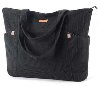 Lekespring Laptop Tote Bag for Women - Large Capacity Shoulder Bag with Zip and Pocket for College School Work Travel Shopping(Black)
