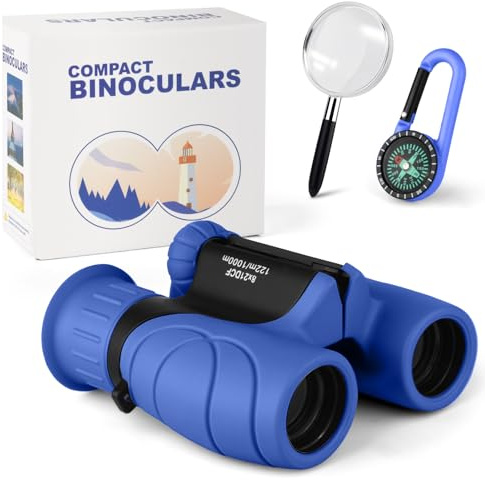 AYESY Jumelles de Extérieur, Ensemble de Jumelles avec Loupe et Boussole Parfait pour Observation des Oiseaux Voyage Exploration de la Nature (Bleu)