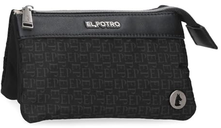 El Potro Luna Monedero Neceser Negro 17,5x9,5x2 cms Poliéster con Detalles en Piel Sintética by Joumma Bags