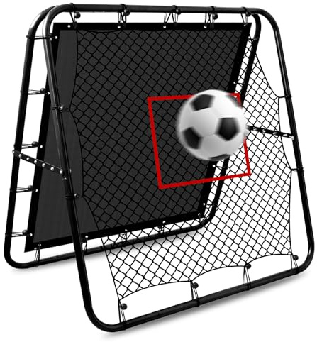 DZAEMOSIIE Filet de Rebond Double Face, Filet de Football, Angle Réglable, Structure Pliable, Filet de Rebond avec Objectif d'entraînement, But de Football Portable de Jardin, 100 cm x 100 cm