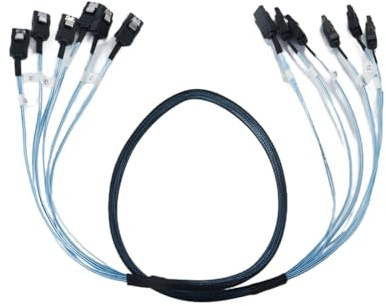 Fasizi Lot de 6 câbles SATA 3 III SAS haute vitesse 6 Gbit/s, 1 m, pour serveur et PC, en nylon tressé, pour transfert de données
