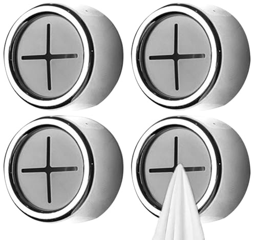SGERUFZ 4 Pezzi Ganci Asciugamani Bagno, Set di Ganci Autoadesivi per Asciugamani, ABS Ganci per Asciugamani, per Bagno, Cucina e Casa, Autoadesivo (Argento)