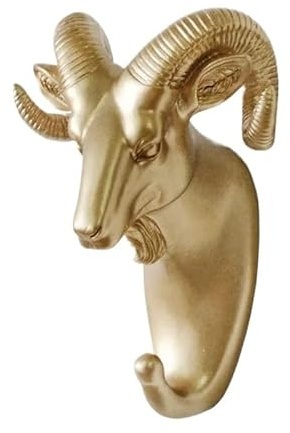 Wall Mounted Hook Animal Head Rack Wall Mounted Horse Deer Elephant Giraffe Hook Decoration Bathroom Accessories(Goat)