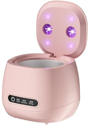 Cleon - Pulitore ad Ultrasuoni 45000Hz per Mascherine Dentali con 3 Modalità, Vasca in Acciaio Inossidabile e Pulizia Rapida in 5 Minuti