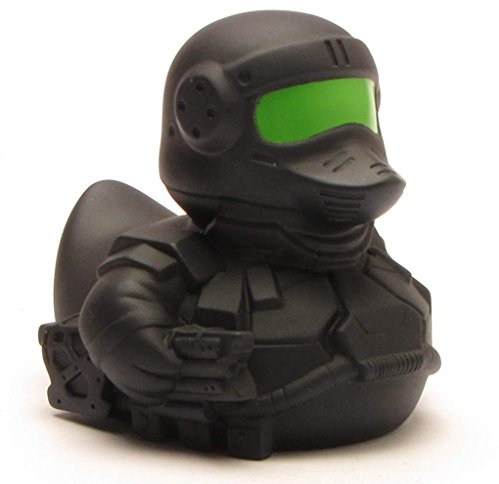 Duckshop I Badeente Cyberkrieger I Quietscheente I L: 8cm I inkl. Quietscheentchen-Schlüsselanhänger im Set I Geschenk Science-Fiction Fans I Präsent Sammler