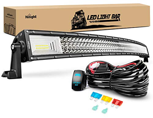 Nilight ZH408 52Inch 783W Curved Triple Row Flood Spot Combo Beam Led Bar 78000LM Driving Lights with 12AWG Heavy Duty 12V 5Pin Rocker Switch Wiring Harness Kit-1 Lead,waterproof