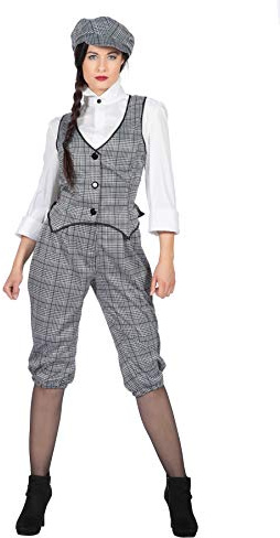 Costume Glencheck pour femme Peaky Blinders des années 20 Knickerbocker gilet noir et blanc casquette plate, taille : 44