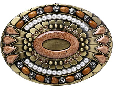 Wan Böhmische Gürtelschnalle - Keltisch, Indischer Edelstein, Totem, Ovaler Stil, Western-Cowboy-Design für Männer und Frauen