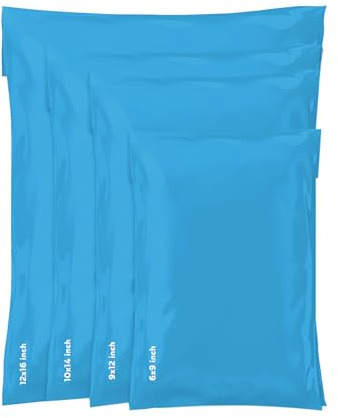 Mixed Size Grey Mailing Postal Bags, Self-Seal Closure Packaging Mailers, Delivery Mailing Bag Flexible and Tempered Proof, Secure Small to Large Postal Mailers (Blue, 60)