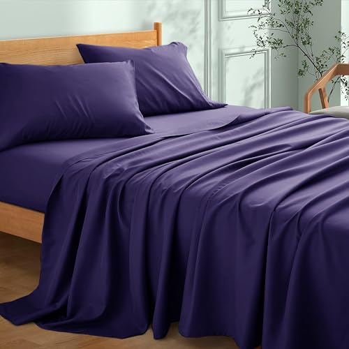 My home store Flat Sheet 100% Egyptian Cotton 300TC Hotel Quality Flat Bed Sheets (Navy Blue, Super King (275 x 310cm))
