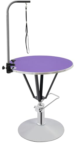 Hydraulische Hebe Haustier 360° Drehbar Schertisch Trimmtisch Groomer Tisch mit Galgen und Seil max. Tragelast 100kg für Heim und Zoohandlungen zum Föhnen Trimmen Scheren für Ihr Haustier 70cm