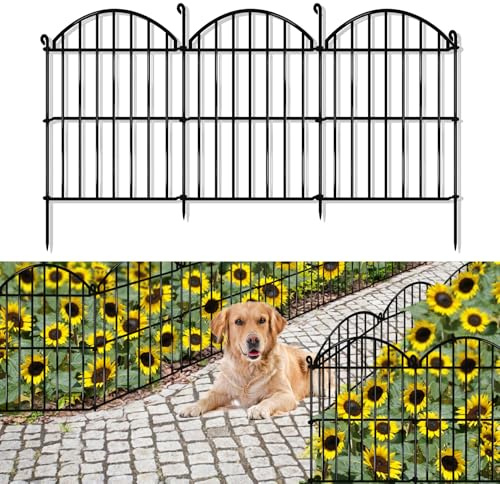 15 Panels Decorative Garden Fence, 15.94ft x 23in Animal Barrier Fencing Arched Rustproof Metal Border Ground Stake for Rabbit Dog, Outdoor Decor for Yard & Patio