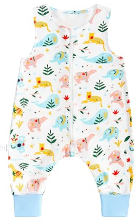 WYTbaby baby baby sovsäck med fötter 0,5 TOG ärmlös sommarsovsäck med fötter 100 % bomull unisex baby sovsäck för pojkar och flickor, blå, 70cm/6-18 Monate