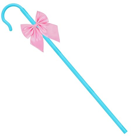 Vifcotlyp Bastón y pajarita de pastor, bastón de plástico con gancho de pastor, bastones azules para mujeres para fiestas de cosplay de Halloween