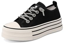 QUEEN HELENA Sneakers Platform Donna Lacci con Strass XZ002 (Nero, Sistema Taglie Calzature EU, Adulto, Donna, Numero, Media, 40)