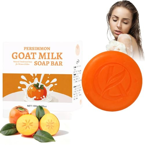 Persimmon Soap for Nonenal, Persimmon Soap for Old People, Persimmon Goat Milk Soaps, Removes Odors, Deodorant Bath Bar for Men & Women, Moisturizing Body Cleanser (1PC)