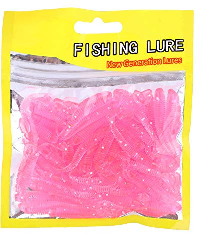 leurre Souple Squelette Rose,hamecon pour Peche,leurre Souple Rose,50 Pcs 5cm Leurre pêche Poisson Artificielle crème Silicone Souple appât Replacement pour pêche en eérieur(Rose)