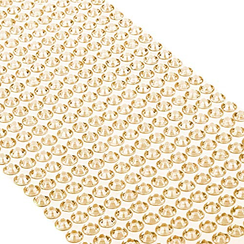 MOVOJA Pietre glitterate dorate autoadesive – 504 pezzi 6 mm | Pietre glitterate autoadesive fai da te per bambini, adesivi per fai da te, pietre per fai da te, set di adesivi glitterati