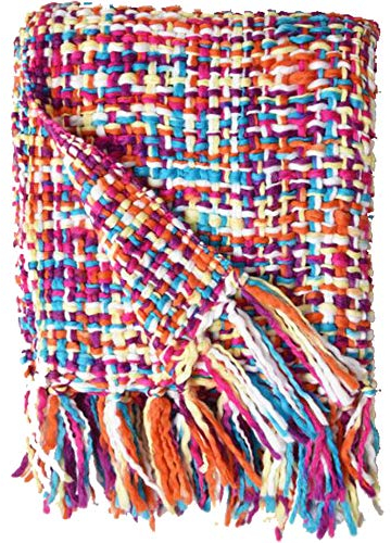 MAICHIHUOY Super Soft Bunte Dekorative Strickdecke Decke für Sofa Couch Stuhl Bett, Leichte Reise Decke Nickerchen Werfen (127 * 152 cm)