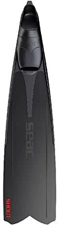 Seac Shout, Long Fins for Scuba Diving, Spearfishing and Freediving, Black, 9.5-10, Made in Italy