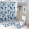 RUTIFY 4-teiliges Cartoon-Duschvorhang-Set mit rutschfesten Teppichen, WC-Deckelbezug und Badematten-Vorhang für Badezimmer-Set, Dekoration, 183 x 183 cm