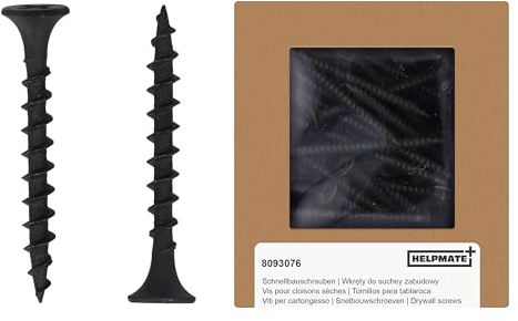 HELPMATE Vis placo à fixation rapide 3,9 × 35 mm Phosphatée PH2 250 pièces à filetage grossier Bois, Vis a placo pour cloisons sèches, Tête en trompette, Profilés en U