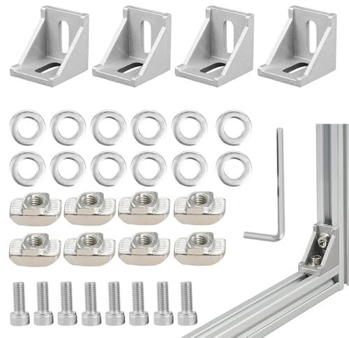 Zasvec Befestigungsmaterial Winkel 20 Stück, 20x20 Aluprofil Winkel Eckverbinder Wandhalter Winkelverbinder Befestigung Aluprofil Winkel aus Aluminium für Montageprofil, Stangenprofil, Nutprofil