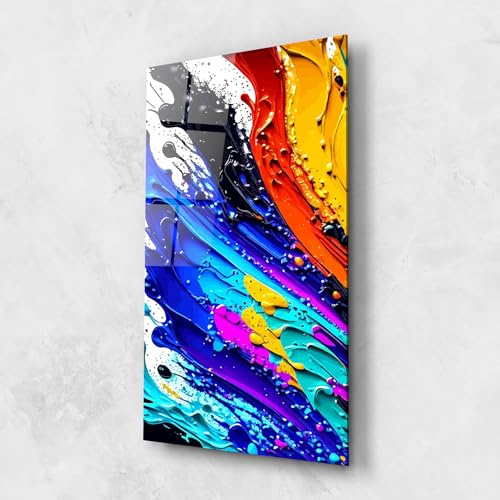 ARTHUB® Quadro in vetro 60x150 cm, 4mm temperato | Quadri moderni in vetro per soggiorno e camera da letto, decorazione da parete, arredamento d'interni, Astratti, Pretty Splash Color