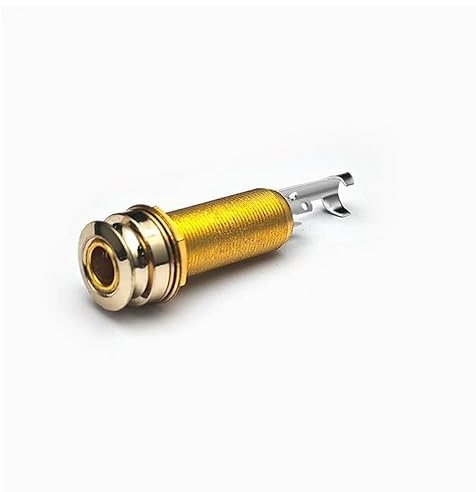 SAPHUE Brass Electric Guitar Bass 1/4Inch Barrel Jack Equalizer Pickup 6.35 Cylinder Input/Output SocketMono Active Long Threaded Jack Socket Guitar Parts & Accessories (Gold, 44.5x16cm)