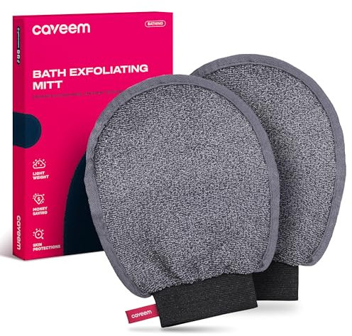 Peeling Handschuh, Body Scrubber für tiefes Peeling, Koreanischer Peeling Handschuh, Türkisches Körperpeeling für tote Haut entfernen, Sanfter leichter Luffa Handschuh für Duschbad (2-Pack)