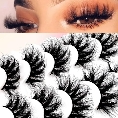 Lot de 5 paires de faux cils 3D - Faux cils - 20 mm de long - Dramatiques - Volume 8D - Faux cils bouclés - Épais - Volume complet (506)