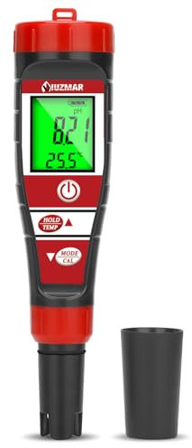 UIUZMAR pH Mètre pour L'eau 4 en 1 pH EC TDS Temp Mètre pour Piscine Aquarium Hydroponique Testeur d'eau PPM et EC pH Testeur Numérique de Piscine de Haute Précision pH Mètre pour Eau Potable