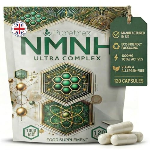PURETREX NMNH Supplements 1000mg Ultra Complex Vegan 120 Capsules – Made in UK Alternative with Resveratrol, NAD+ Booster for Energy, CoQ10, TMG & Quercetin for Cellular Support & Healthy Ageing
