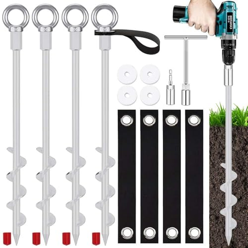 4 picchetti per tenda, da 36 cm, in metallo, picchetti a vite, picchetti da campeggio, altalena, tettoia