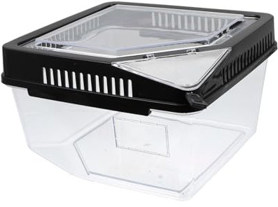 BUGUUYO Reptile Breeding Box and Pet Display Container Lid, Plastic Habitat for Spider, Lizard, Scorpion, Suitable for Insect and Amphibian Breeding, Black