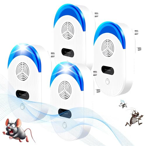 Ultrasonic Pest Repeller 4 Pack - Powerful Mouse Repeller Plug in Pest Control - Ultrasonic Rat Repellent- Electronic Mosquito Repellent - Ideal for Mice,Mosquitoes,Moths, Ants Etc.
