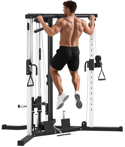 SPORTNOW Power Tower con 15 Posizioni Regolabile, Stazione Fitness con Sbarra per Trazioni e Bilanciere, Palestra Multifunzione in Acciaio, per Home Gym Casa, 170x139x200 cm, Nero