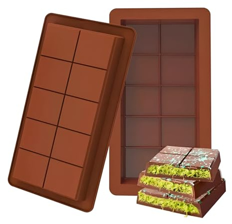 2-Pack Christmas Chocolate Moulds - 18mm Deep Thick Chocolate Bar Mould & Mold, Silicone Chocolate Mould for Easy Release DIY Holiday Gifts, Festive Treats - Dishwasher Safe