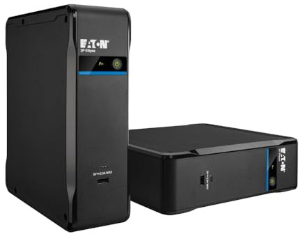 Eaton UPS 3P Ellipse (3P900UD) – SAI Off-Line 900VA/540W – 4 Tomas DIN (batería + protección) + 4 Tomas (protección) – USB-A y USB-C – Software de Apagado automático