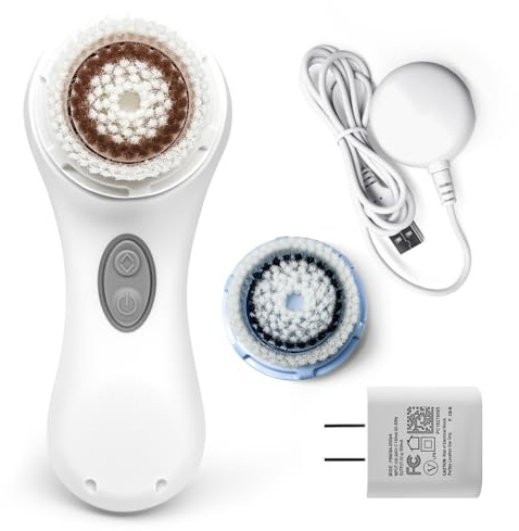 Clarisonic Mia 2 Electric Face Cleansing Brush with 2 Brush Heads, Sonic Facial Brush for Deep Cleaning & Exfoliation, Waterproof Rechargeable (White)