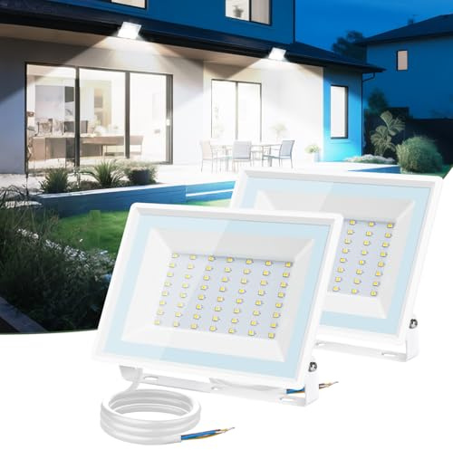 Aigostar - 50W LED Outdoor Floodlight, 4300lm LED Floodlight, IP65 Waterproof Security Lamp, 6500K Outdoor Lighting, for Garden, Patio, Garage, 2 Pack