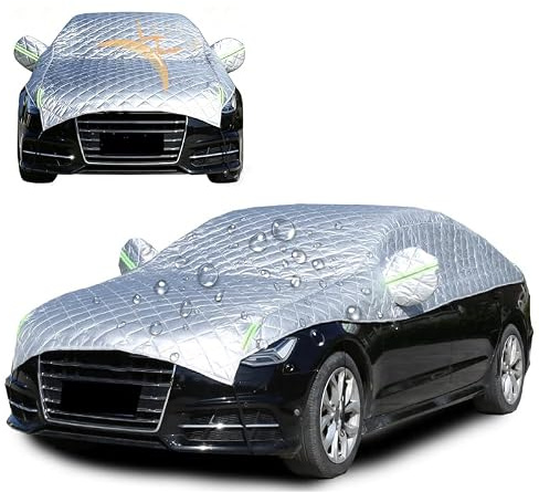 Generico Copertura Auto Parziale Impermeabile,Antipolvere con Protezione UV per Esterni,Copertura Auto Parziale per Tutte Le Stagioni con Bande Riflettenti,per SUV, Berline,Silver Gray,Fit SUV