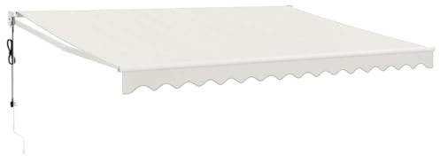 Coespram Tenda da sole elettrica con telecomando e manovella, 4 x 3 m, color crema, con braccio articolato, in alluminio e poliestere, per terrazza, balcone e ristorazione, ombreggiatura, montaggio a